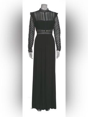 Self-Portrait Black Lace Long-Sleeve Maxi Dress